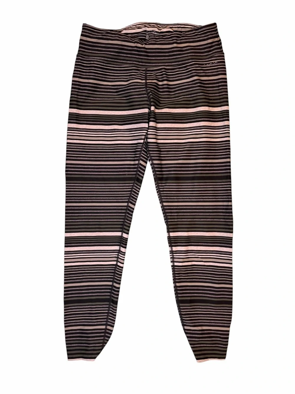 Calvin Klein Performance Black & Grey & Olive Green Striped Leggings